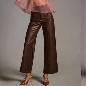 The Colette Cropped Wide-Leg Pants by Maeve: Faux-Leather Edition Brown Size 29